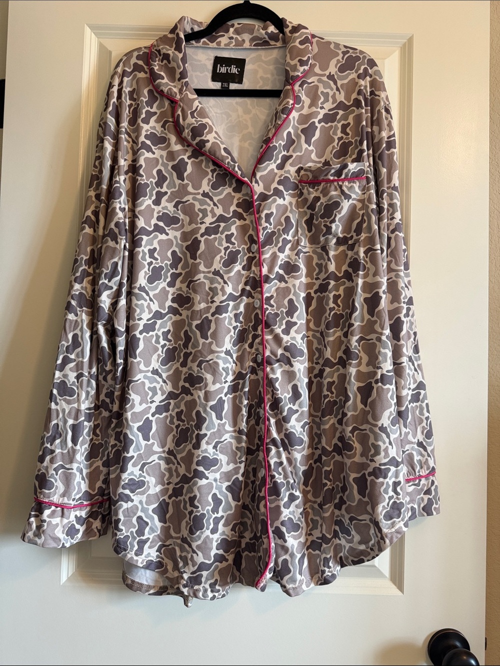 Birdie Cako Sleep Dress/Shirt with Pink Piping- very soft!